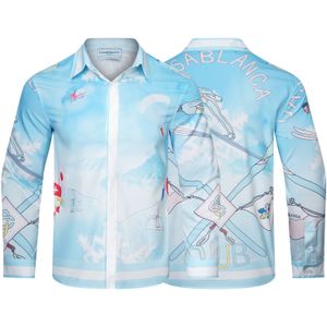 Męski projektant Casablanc Shirt Mass Men Casual Long Sleeve V Szyjka Koszula Mężczyzna Odzież Streetwear Designer koszule Tennis Club Koszulki luksusowe koszulę rozmiar m-3xl