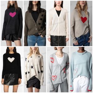 Zadig Sweater 24SS女性デザイナーファッションセーターニューザディグヴォルテールスリムフィット100％カシミアニットパーカースウェットシャツZVカジュアルラウンドネック用途トレンドトップ