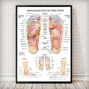 Akupunktur Point Chart Anatomy Art Poster Reflexologi av foten Canvas Måla tryck Väggbild för vardagsrum Heminredning 240127