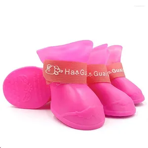 Hundkläder 4st Pet Waterproof RainShoe Anti-halk gummi stövel för små medelstora stora hundar Katter utomhussko fotled stövlar regnskor