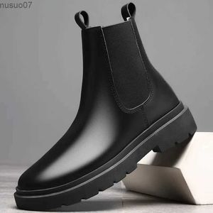 Stövlar 2024 Nya vintermän Chelsea Stövlar Fashion Motorcykel Ankel Boot Luxury Leather Boots For Men Non-Slip Platform Boots Botas Mujer