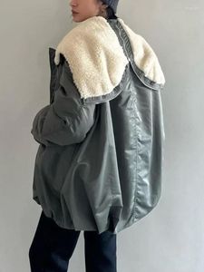 Kadın Trençkotları Moda Vintage Açık Parkas Kadın Fermuar Kapşonlu Gevşek Uzun Kollu Pamuk Yastıklı 2024 Sonbahar Kış Japon Ceketleri