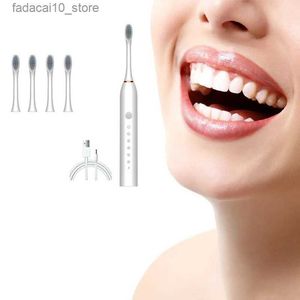 Toothbrush Home High Frequency Vibration Auto Smart Timing Replaceable Head USB Rechargeable 6 Modes Oral Care Sonic Electric Toothbrush Q240202