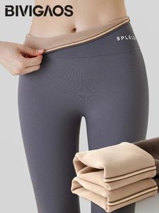 Leggings femininas bivigaos outono coelho veludo tubarão mulheres cintura alta fina lã quente inverno sem costura esporte casual legging