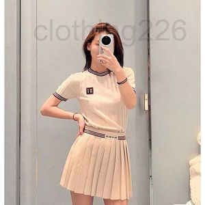 Skirts Designer 24 Early Spring Pleated Skirt Female Letter Stripe Academy Style High Waist Cashmere Half skirt U0G9