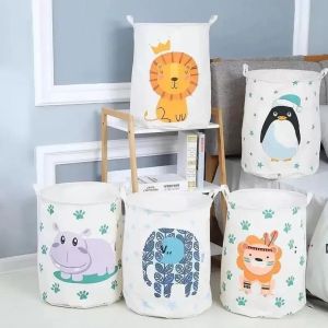 Sublimation Storages Bags Cotton Linen Cloth Art Foldable Household Dirty Clothes Storage Bucket Children's Storage bags 0202