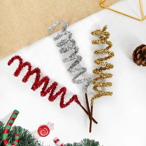 Flores decorativas 2p espiral glitter picaretas de natal decoração de casamento festa festiva pogal adereços árvore de natal acessórios de decoração para casa