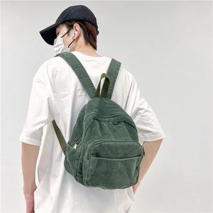 School Bags Corduroy Backpack Y2K Shoulders For Women Travel Knapsack Solid Packbag Vintage Rucksack Student Mochila Korean Bookbag