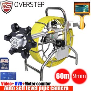 60m 9mm DVR Sewer Drain Camera 50mm Autoself Leving Endoscope Inspection Cameras med mätare Counter