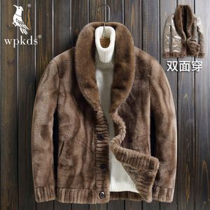 Golden Mink Fur Coat for Mens Winter Designer Style Imitation Whole Integrated Jacket Short Trend Haining Thick FXHG