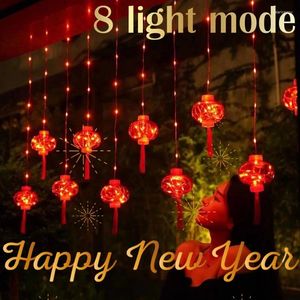 Saiten 2024 LED Chinesisches Jahr Knoten Rote Laterne Traditionelle blinkende Lichterkette Weihnachtsfeierzubehör für drinnen und draußen