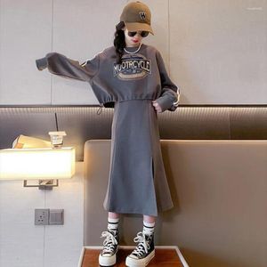 Clothing Sets 2024 Autumn Girls Tracksuit Fashion Hoodie Skirt Two Pieces Teenage Children Set Casual Sport Kids Outfits 13 14 Year