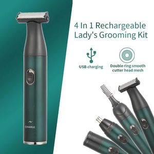 4 IN 1 Electric Shaver Rechargeable Beard Electric Razor For Men Face Shaving Machine Male Beard Clipper Cleaning Shaver 240201