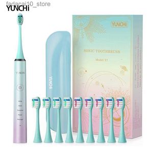 Tandborste Yunchi Electric Tandborste Y7 Uppladdningsbar Sonic Tooth Brush 5 Borstlägen 2 minuter Timer Vattentät med ersättare Q240202