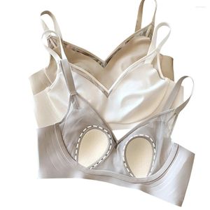 Reggiseni Coppa di cristallo Intimo femminile Senza cuciture Nessun anello in acciaio Supporto morbido Orecchie di coniglio Chiudi Seni Bella schiena Grande reggiseno piccolo