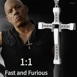 Pendant Necklaces 2024 Vin Diesel Fast And Furious Stainless Steel Dominic Toretto Jesus Cross Necklace For Men Chain Give Gifts