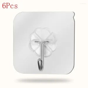 Hooks 6pcs Kitchen Bathroom Multi Use Adhesive Hook Door Traceless Organizer Wall Strong Transparent Suction Cup Sucker Hanger