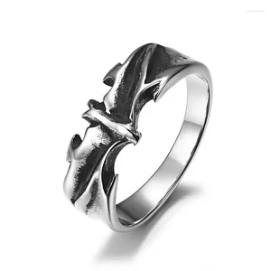 Cluster Rings Retro Goth Bat Hip Hop High Quelity Fine Stainless Steel Male Female Ring Polished No Fading JZ404