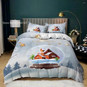 Conjuntos de cama 3D Impressão Feliz Natal Duvet Quilt Cover Set Festival Feriado Roupa de Cama Fronha Papai Noel Colcha Decoração