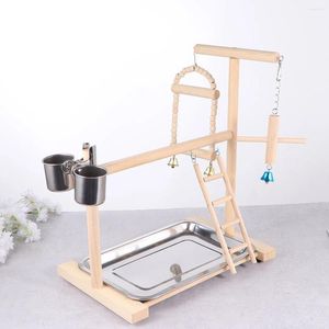 Inne ptaki dostawy zabawki Parrot Stand Stand Parakeet Toy Placing Cage Patrz drabinę Placze ptaki huśtawka gym drewniana chomiki drewniane playpen