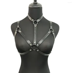 Strumpfbänder Sexy Damen Unterwäsche Brust Körper Harness Bondage BH Hosenträger Leder Dessous Fetisch Punk Gothic Strumpfgürtel Korsett