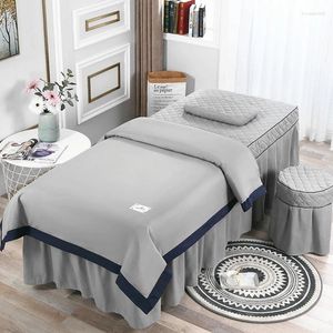 Bedding Sets 4pcs Beauty Salon Bed Cover Massage Spa Bedskirt With Hole Pillowcase Stool Dulvet High Quality