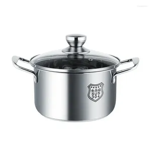 Pans 304 Stainless Steel Soup Pot Thickened Small Milk Gas Stove Induction Cooker General Household Double Bottom Wok