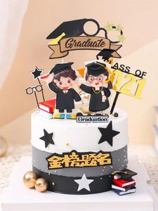 Party Supplies Graduation Gift Cake Topper Decoration Doll Boy Girl Par Festival Ceremony Bachelor Gown Hat Acrylic Dessert Plugin