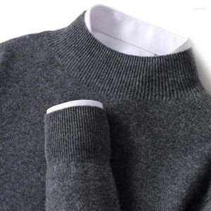 Herrtröjor Första linjen Ready-To-Wear Sticked Wool Sweater Spring Autumn 2024 Casual Warm Fashion Half High Collar Solid Pullover