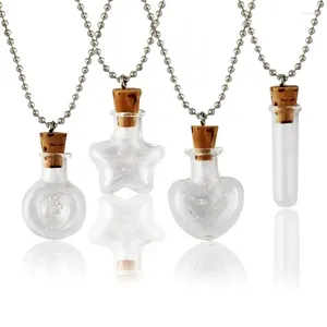 Garrafas 50x linda garrafa com 60cm colar de corrente deriva desejando cortiça pingente de vidro transparente para amantes de meninas presente