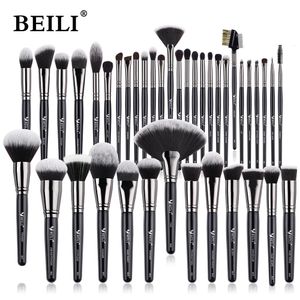 BEILI Set di pennelli per trucco professionale nero di lusso Pennelli per trucco in polvere grande Fondotinta naturale per miscelazione pinceaux de maquillage 240124