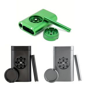 Conjunto de recipientes de moedor de metal portátil com caixa de mini moedor para cachimbo e caixa de armazenamento 3 em 1 acessórios exclusivos de tabaco para fumar cachimbo de água YM3831