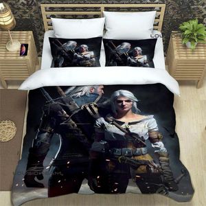 Set di biancheria da letto W-Witcher Game stampato squisito set di forniture da letto set copripiumino piumino regalo di compleanno di lusso