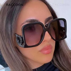 Sonnenbrille Modische übergroße Sonnenbrille mit Farbverlauf für Damen mit einzigartigem Design, Rahmensonnenbrille, Retro-Trend, lässig, hochwertige modische Streetwear J2403