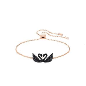 Swarovskis pulseira designer feminino qualidade original charme pulseiras clássico duplo preto cisne pulseira preto duplo simples e versátil