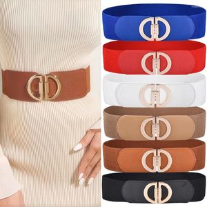 Belts Women Skinny Elastic Belt Ladies Fashion Alloy Buckle Plus Size Stretchy Wide Waist For Dresses