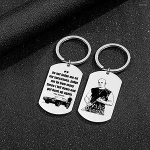 Nyckelringar Film Fast and Furious rostfritt stål Keychain Militärplatta Logotyp Key Ring for Men Gift