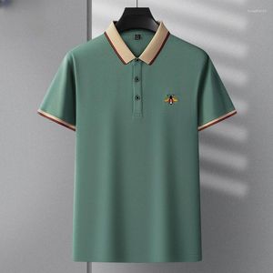 Polos masculinos Minglu Verão Algodão Golf Polo Camisas Luxo Abelha Bordado Manga Curta Cor Sólida Negócios Casual Homem Camisetas