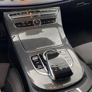 Acessórios interiores para mercedes benz classe e w213 2024 abs textura de carbono console central painel de mudança de engrenagem capa adesivo guarnição