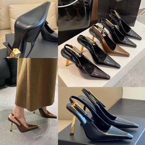 2024 جلد مشبك مضخات slingback pumps أحذية الخنشة الكعوب الصنادل المصمم للسيدات الفاخرة فستان مدبب إصبع القدم المساء