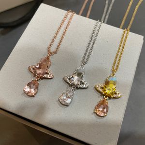 Lady Designer Pendant Halsband Saturnns mönster sjöjungfru tårar släpp borrhalsband tre färger att välja