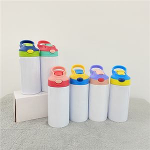 Sevimli mini çift duvarlı paslanmaz çelik 12oz DIY 304 beyaz boş süblimasyon çocuk çocukları bebek yudum fincanları bebek su şişesi flip üst kapağı ile satılır