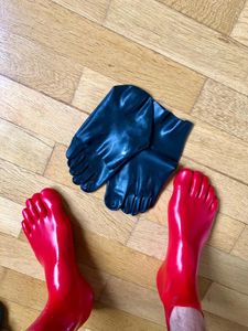 Parti Malzemeleri Lateks çorap çorapları taytlar erotik iç çamaşırı unisex kauçuk kostümler aksesuar fetiş 3d kısa ayak parmakları çorap