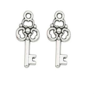 200st Lot Alloy Key Charms Antik Silver Charms hänge för halsbandsmycken gör resultat 22x10mm235j