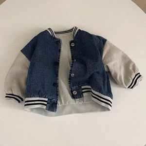 Boys and Girls Fashion Baseball Jersey Casual Top Patchwork Jacket Autumn 240127