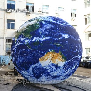 Atacado enorme iluminação inflável balão de terra pendurado/chão azul planeta bola explodir globo led para decoração de festa de boate