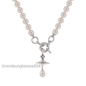 デザイナーラグジュアリージュエリーVivienenwestwoods Satellite Viviane Westwood 2023 New Western Empress Dowager Baroque Water Pearl Necklace Womens Advanced 3D Satur