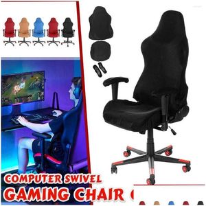 Chair Covers Chair Ers Office Computer Swivel Gaming Comfortable Desk Seat Er Anti-Foing Waterproof Elastic Drop Delivery Dh3Bw