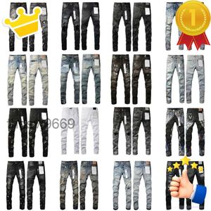 Mode mens lila jeans designer nödställda cyklister kvinnor rippade high street märke patch hål denim last för män svarta byxor oyyr