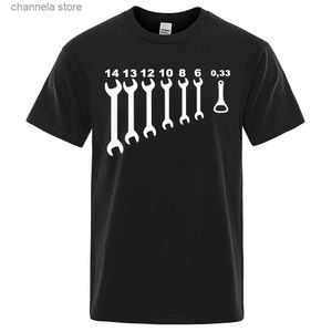 Men's T-Shirts Vintage Screw Wrench Opener Mechanic T-Shirts Men Car Fix Engineer Cotton Tee Short Sleeve Funny T Shirts Top Tee Mens Clothes T240202